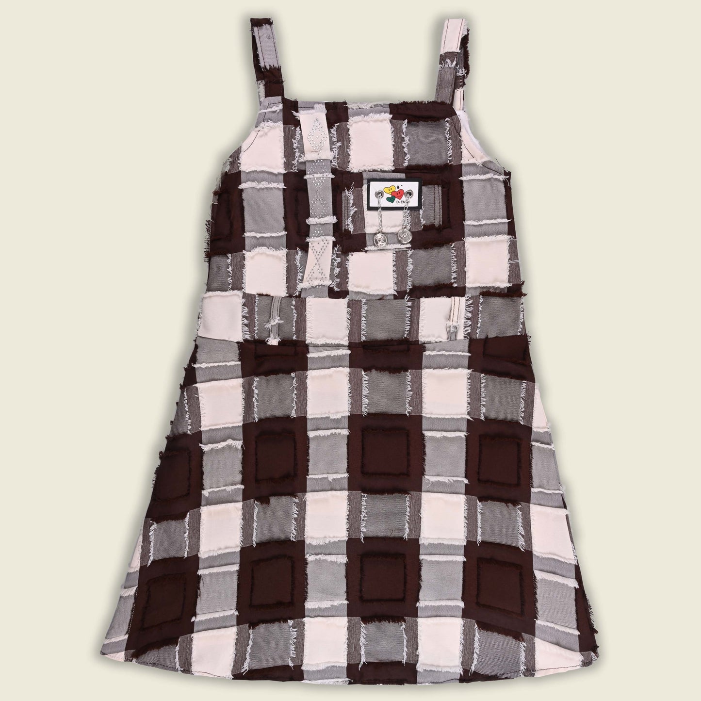 Girls Checkered Texture Flared Top with Dungaree csl1087
