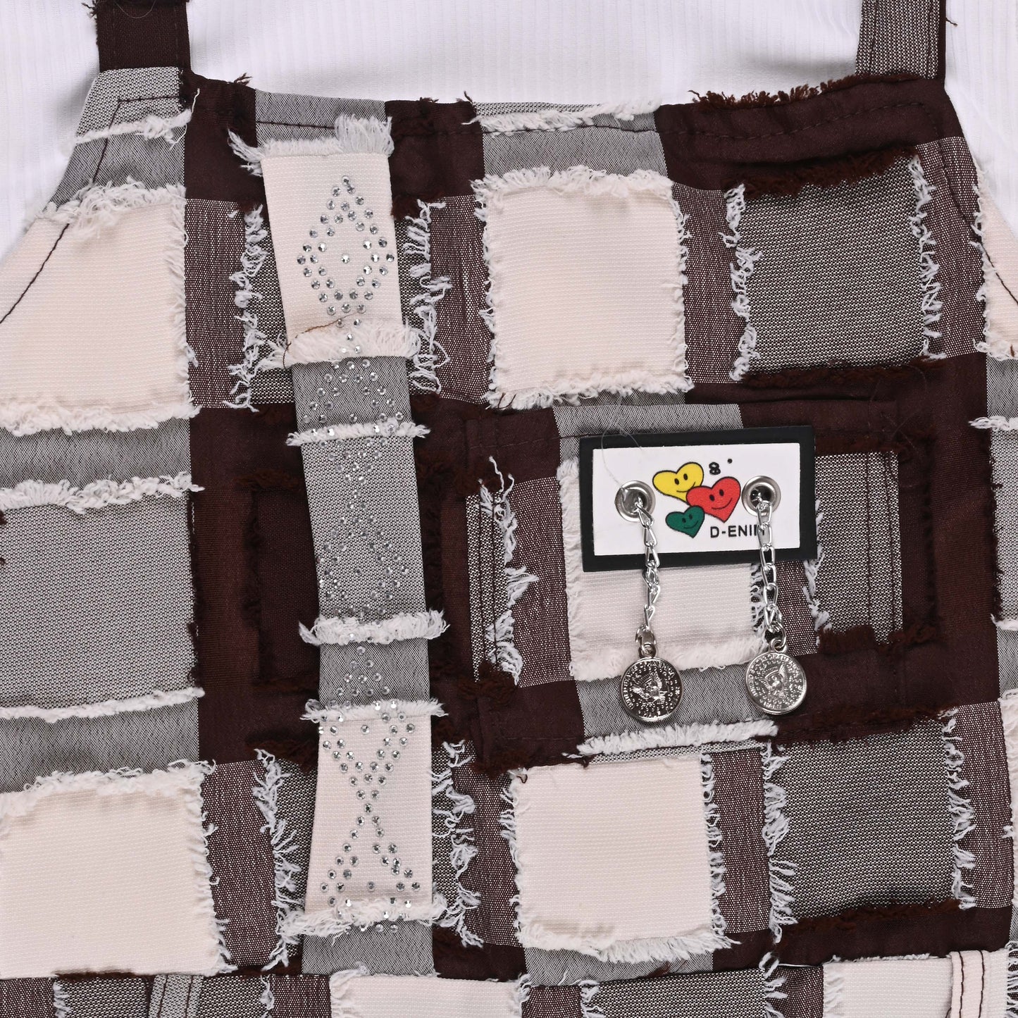 Girls Checkered Texture Flared Top with Dungaree csl1087