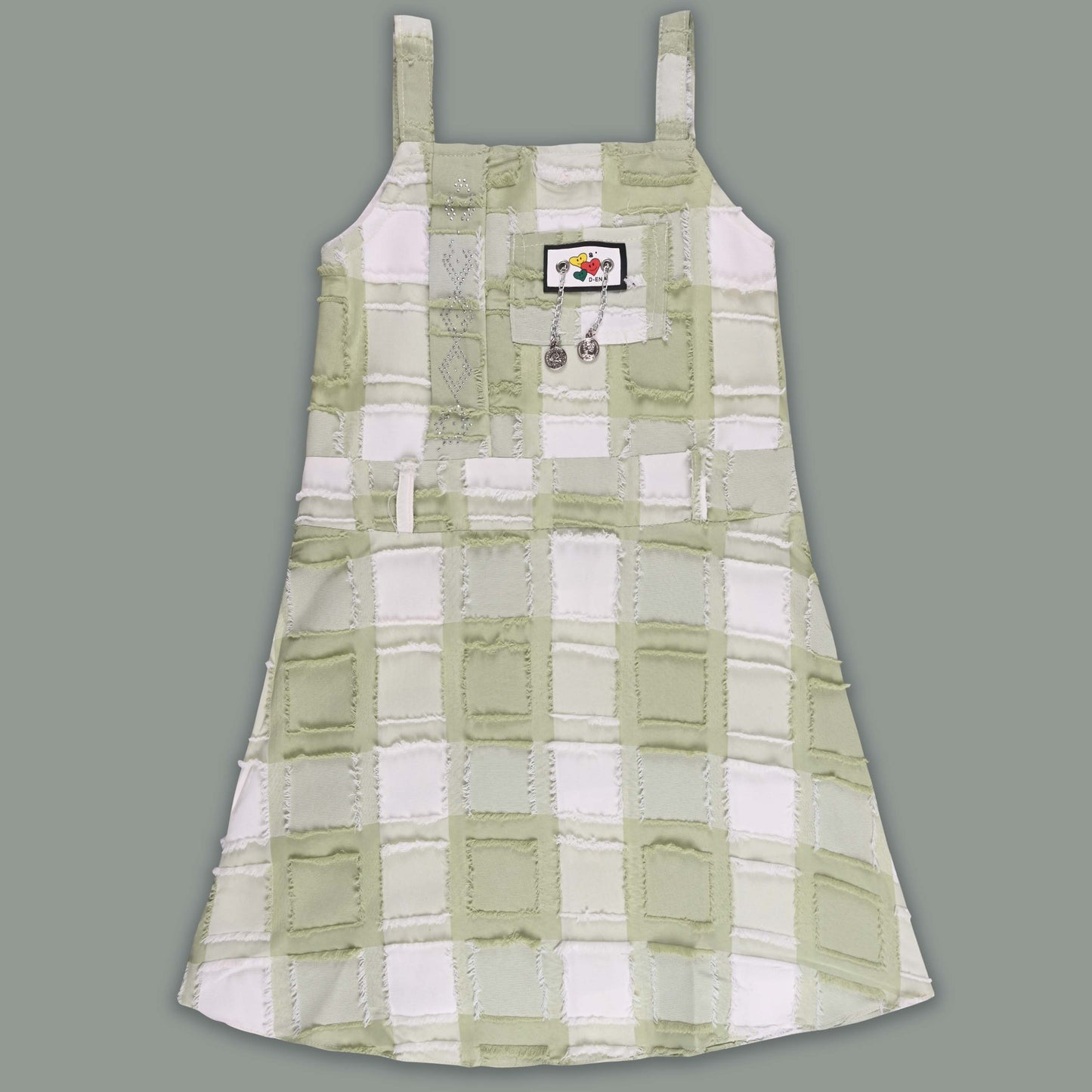 Girls Checkered Texture Flared Top with Dungaree csl1087
