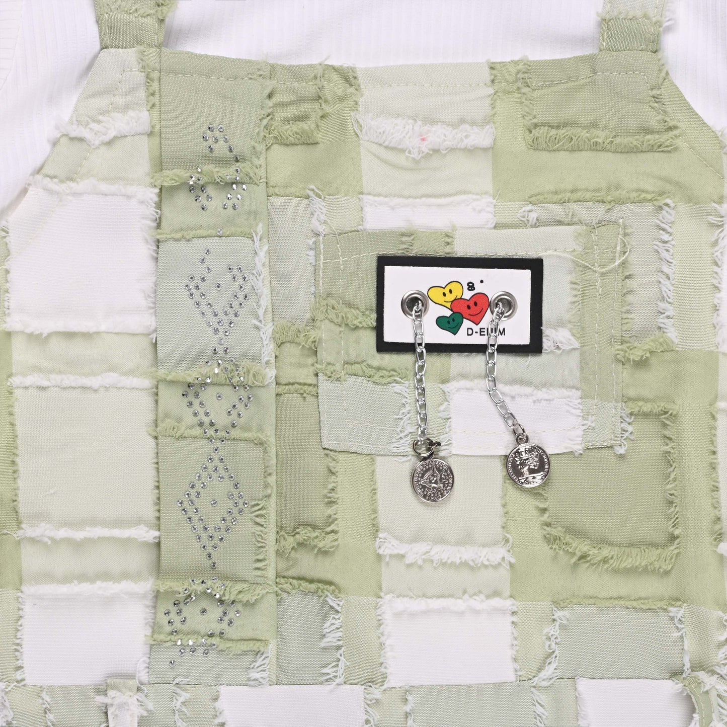 Girls Checkered Texture Flared Top with Dungaree csl1087