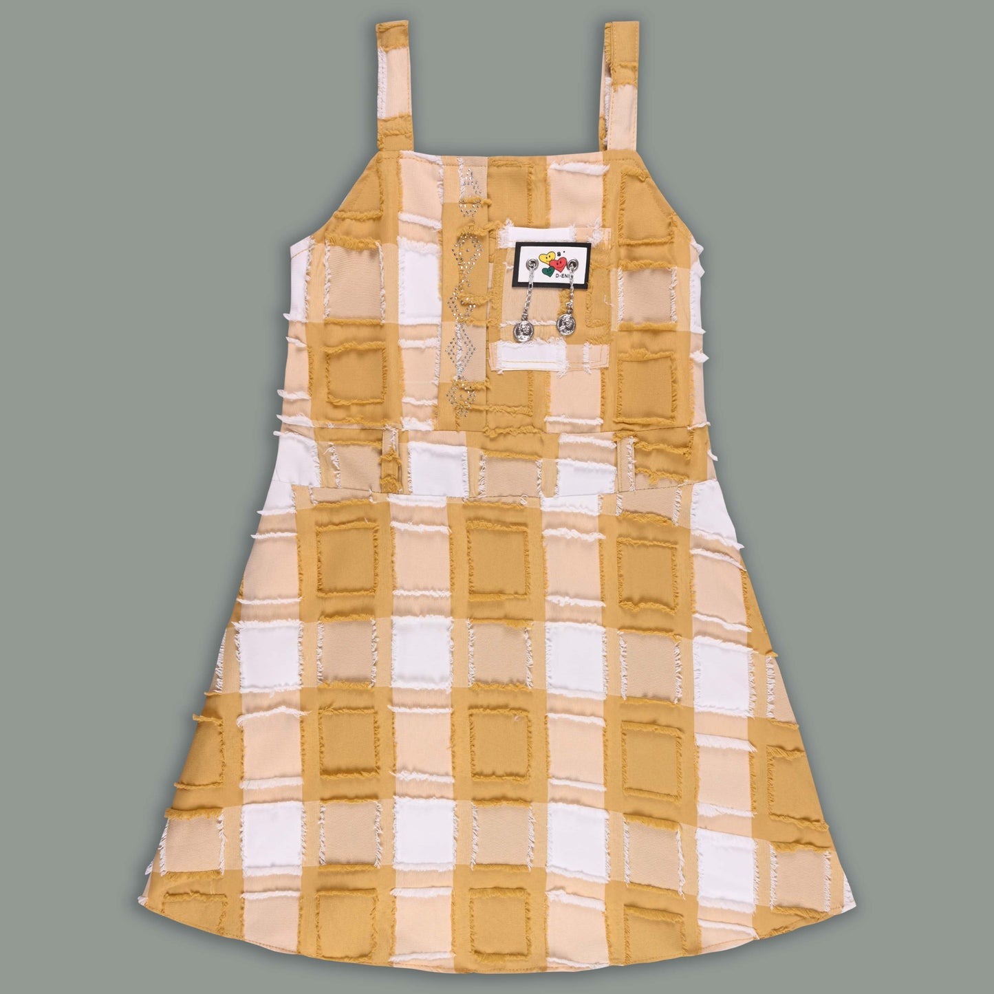 Girls Checkered Texture Flared Top with Dungaree csl1087