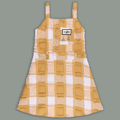 Girls Checkered Texture Flared Top with Dungaree csl1087