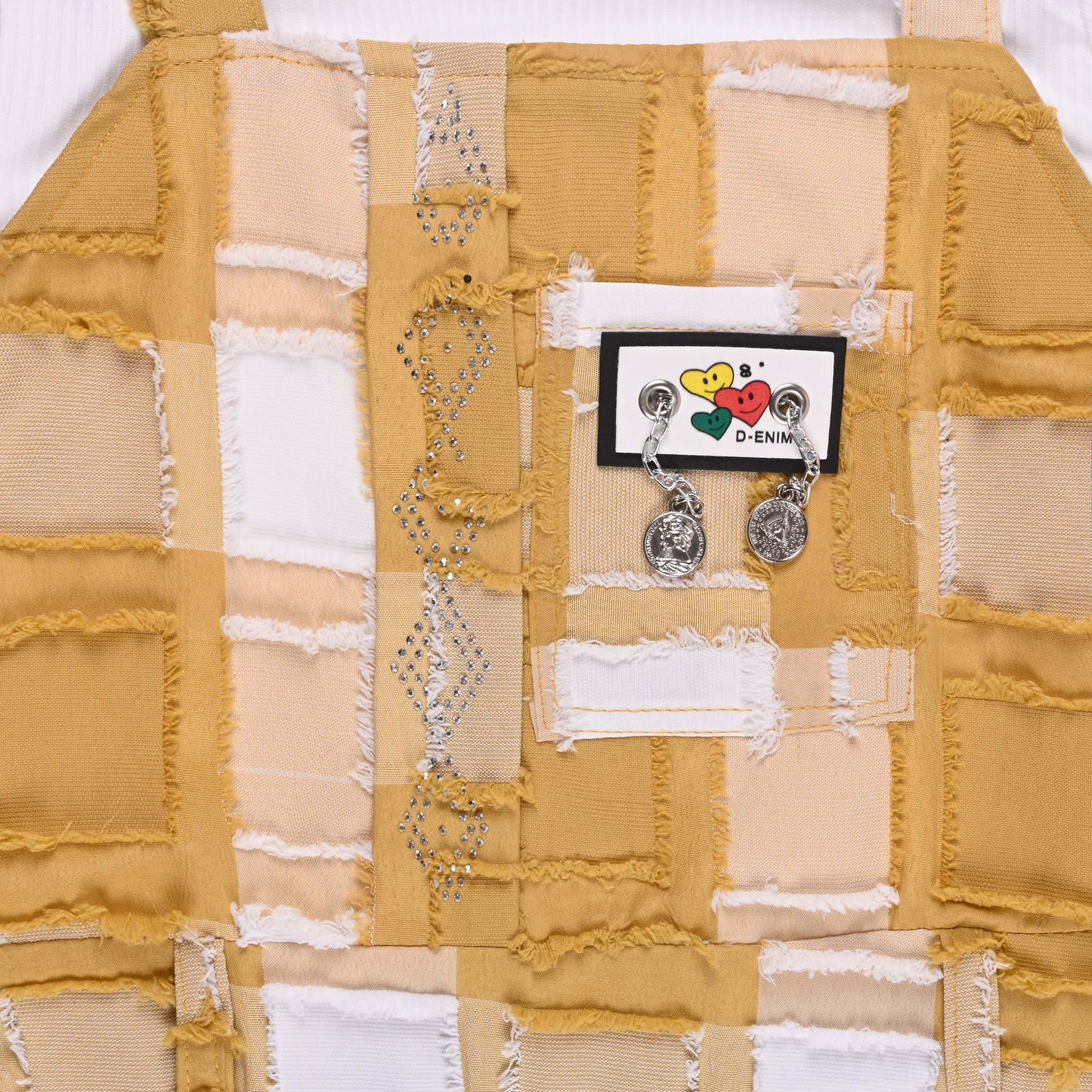 Girls Checkered Texture Flared Top with Dungaree csl1087