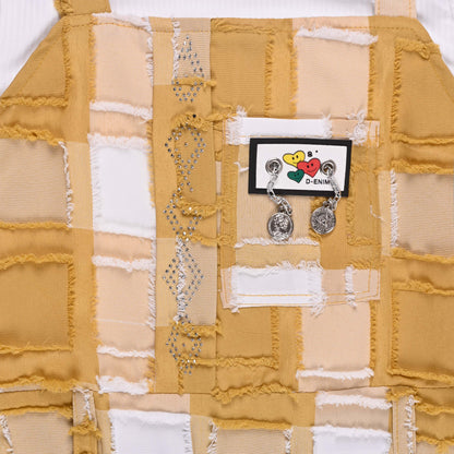 Girls Checkered Texture Flared Top with Dungaree csl1087