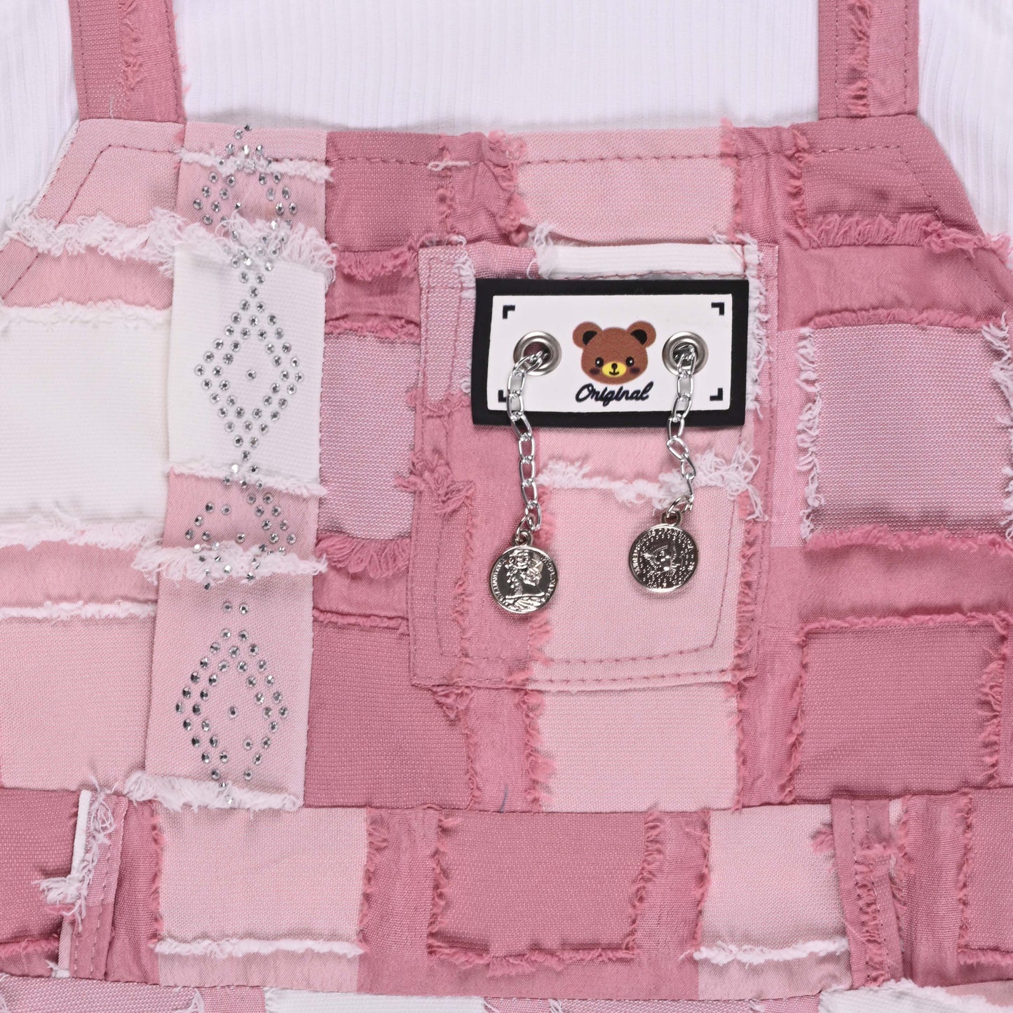 Girls Checkered Texture Flared Top with Dungaree csl1087