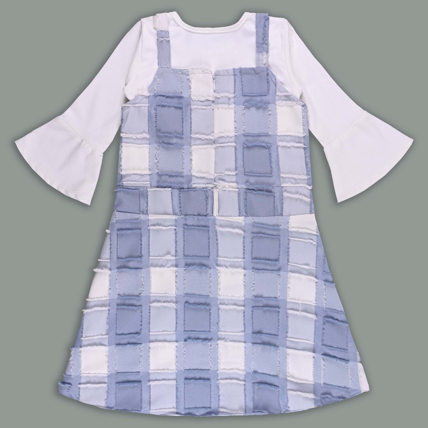 Girls Checkered Texture Flared Top with Dungaree csl1087