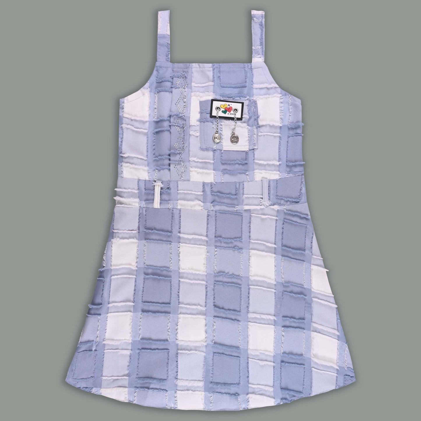 Girls Checkered Texture Flared Top with Dungaree csl1087