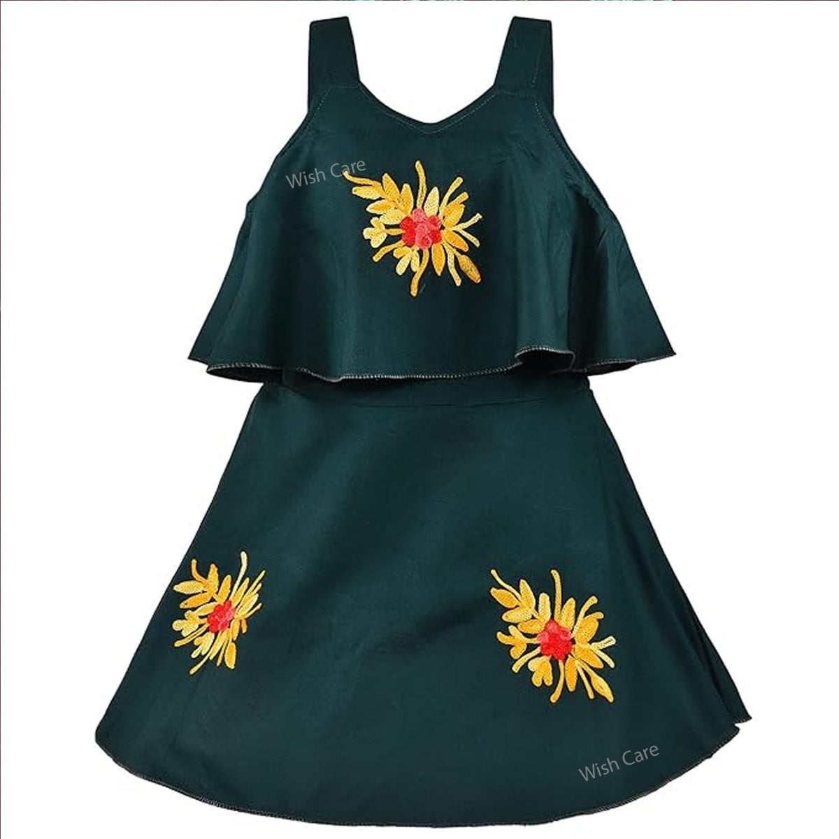 Girls Embroidered A-line Strap Neck dress - Wish Karo - photo 2