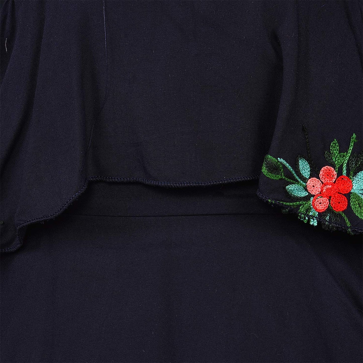 Girls Embroidered A-line Strap Neck dress