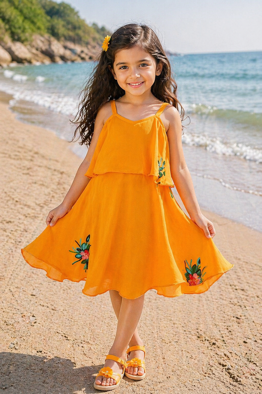 Baby Girls Yellow Frock Dress - Wish Karo