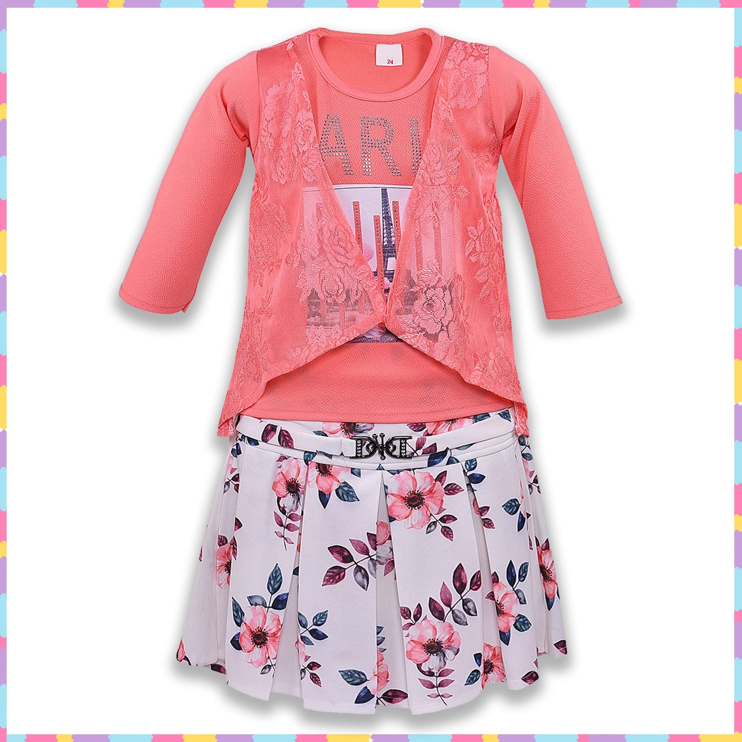 Baby Girls Top and Skirt Clothing Set-(csl272pch)