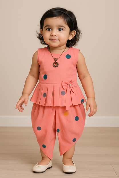 Baby Girls Top and Dhoti Pant Dress For Girls-(csl303pnk)