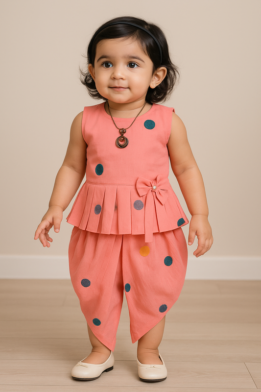Baby Girls Top and Dhoti Pant Dress For Girls-(csl303pnk)