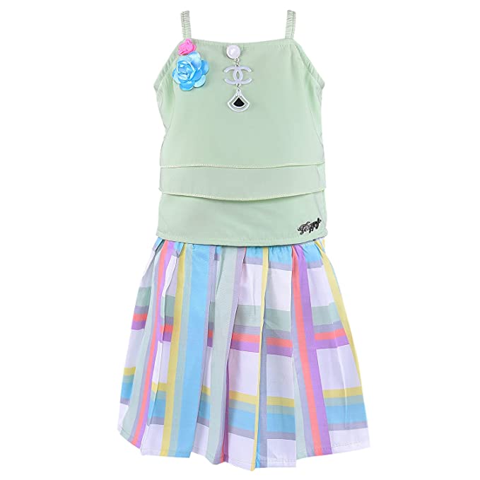 Baby Girls Top and Skirt Dress For Girls-(csl307grn)