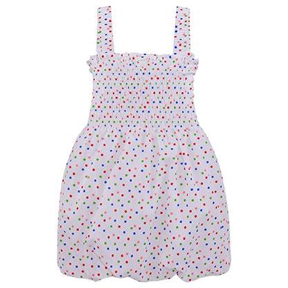 Girls Polka Print Cotton Smocking Casual Dress csl301