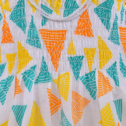 Girls Cotton Printed Smocking Casual Dress