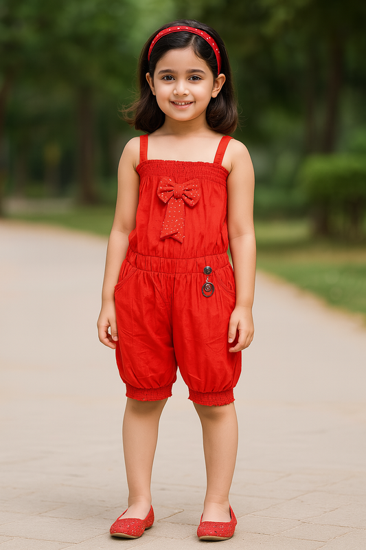Baby Girls Dungaree Dress for Girls-(csl330rd)