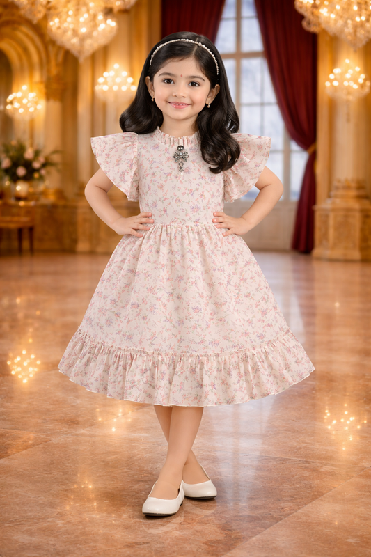 Girls Midi/Knee Length Party Dress cslp1072offwht