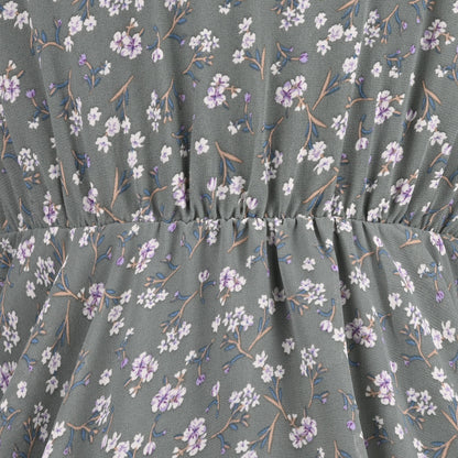 Girls Floral Print Bell Sleeve Fit and Flare Frock Dress