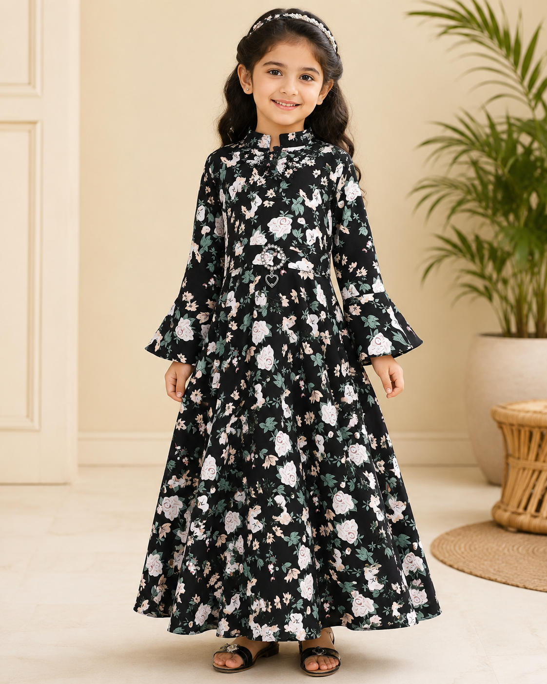 Girls Midi/Knee Length Party Dress  cslp1080blk