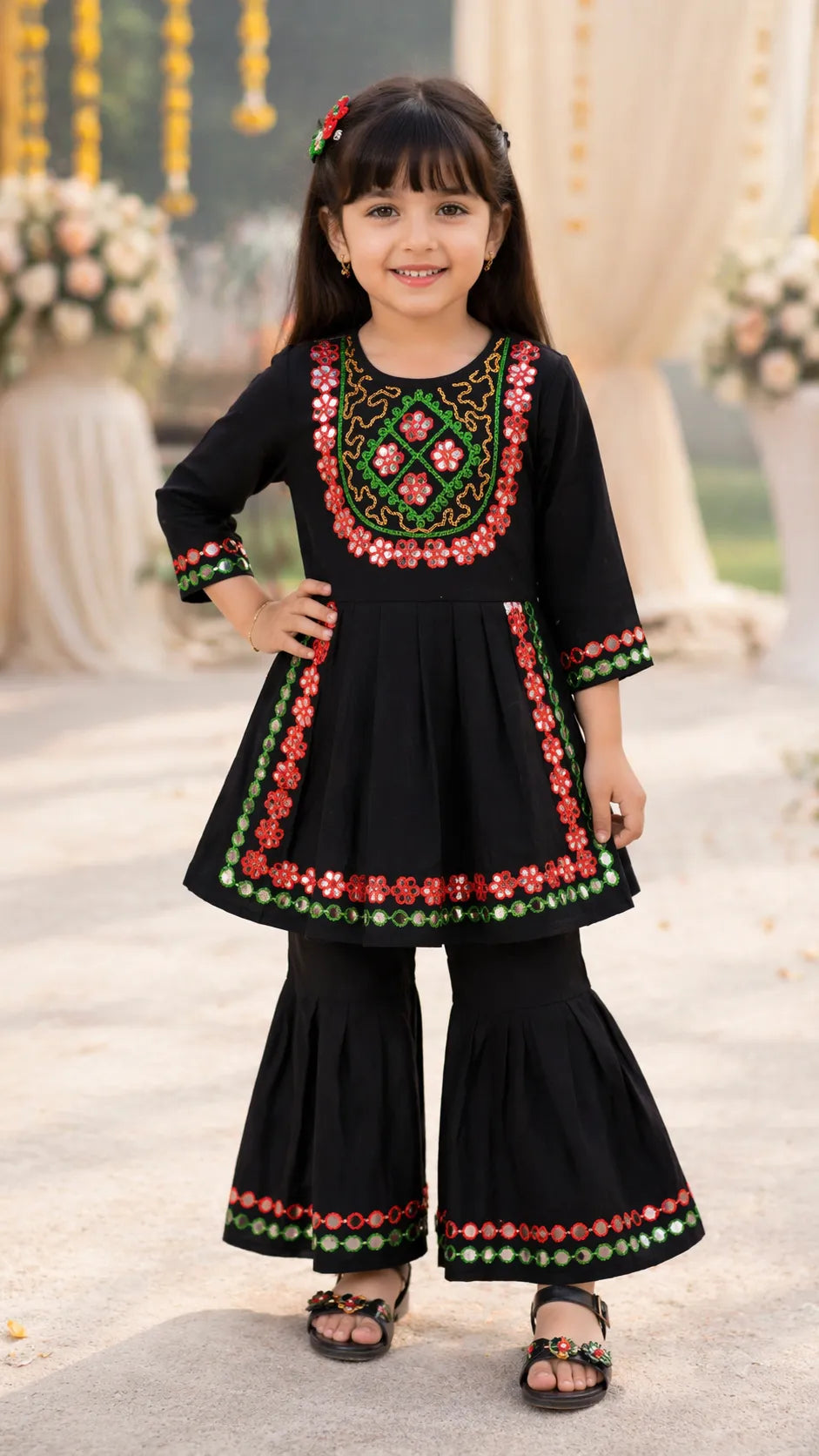 Elegant Rayon Ethnic Kurti Set with Sharara cslp1105