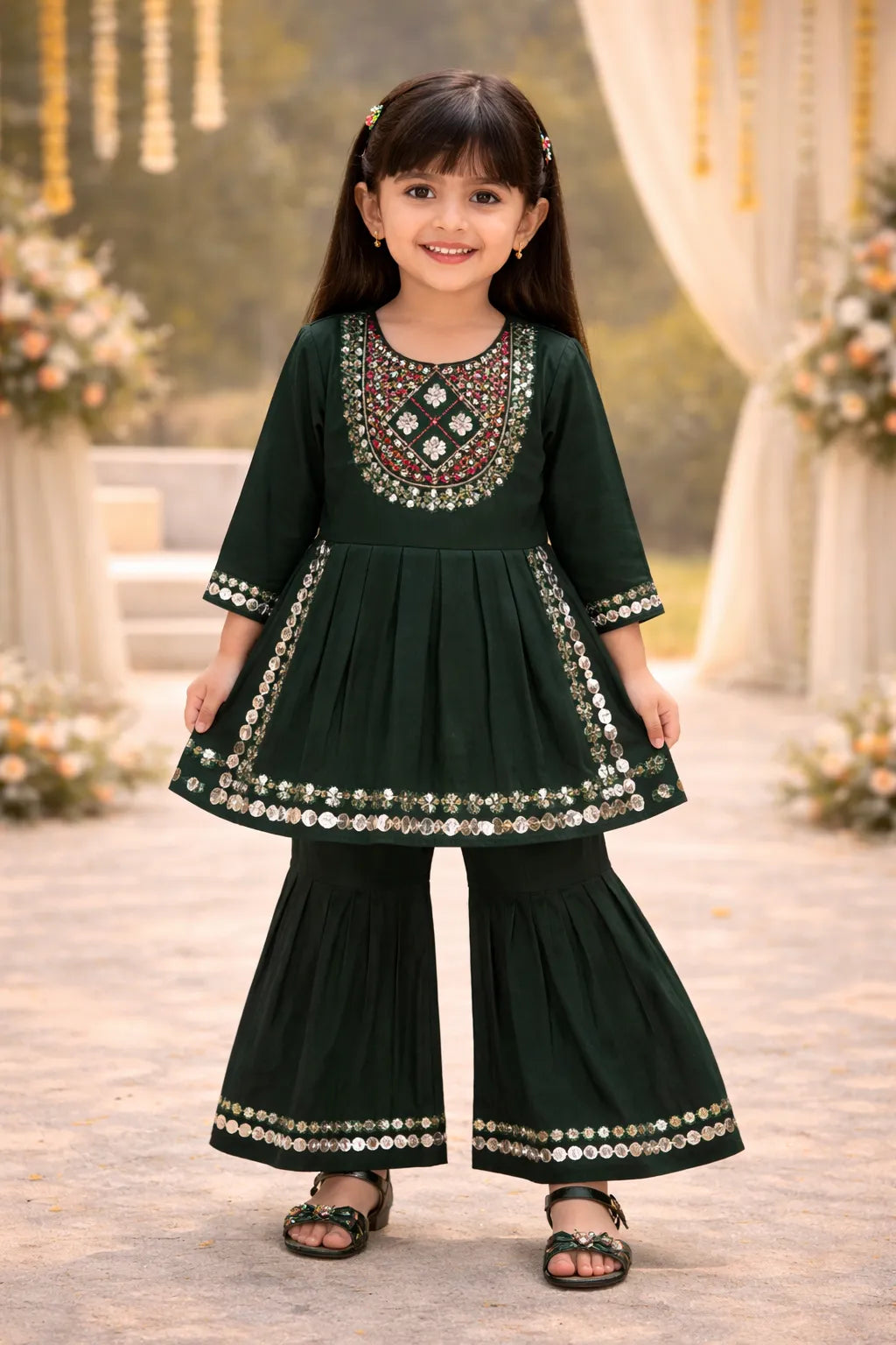 Elegant Rayon Ethnic Kurti Set with Sharara cslp1105
