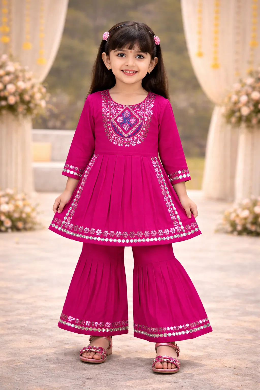 Elegant Rayon Ethnic Kurti Set with Sharara