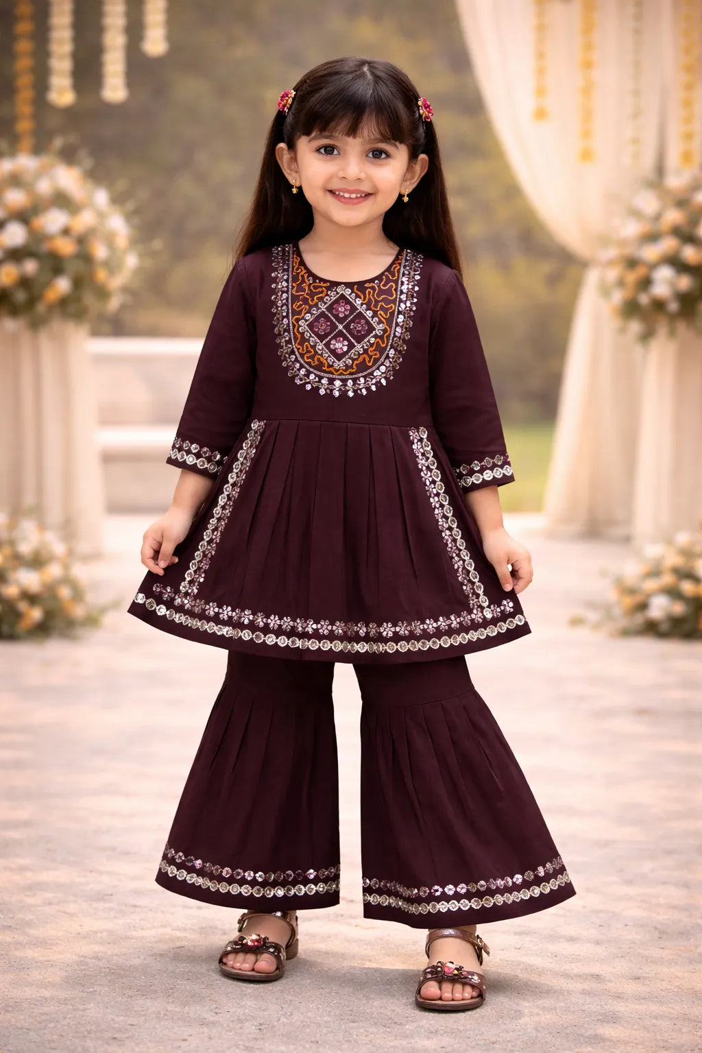 Elegant Rayon Ethnic Kurti Set with Sharara cslp1105