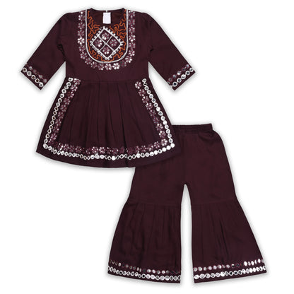 Elegant Rayon Ethnic Kurti Set with Sharara