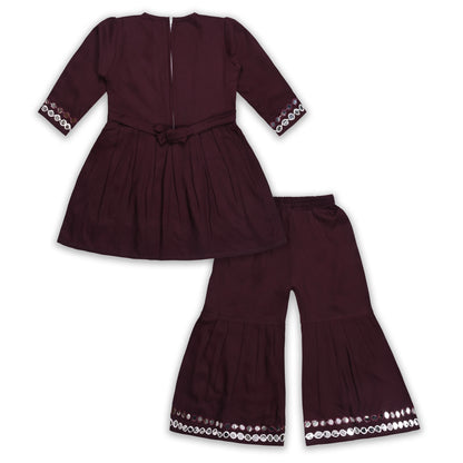 Elegant Rayon Ethnic Kurti Set with Sharara cslp1105