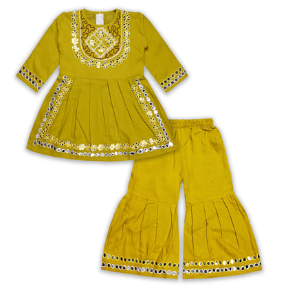 Elegant Rayon Ethnic Kurti Set with Sharara cslp1105