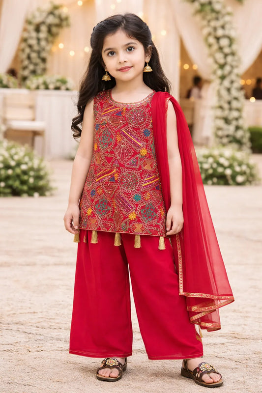 Elegant Georgette Ethnic Kurti Set with Palazzo & Dupatta cslp1106