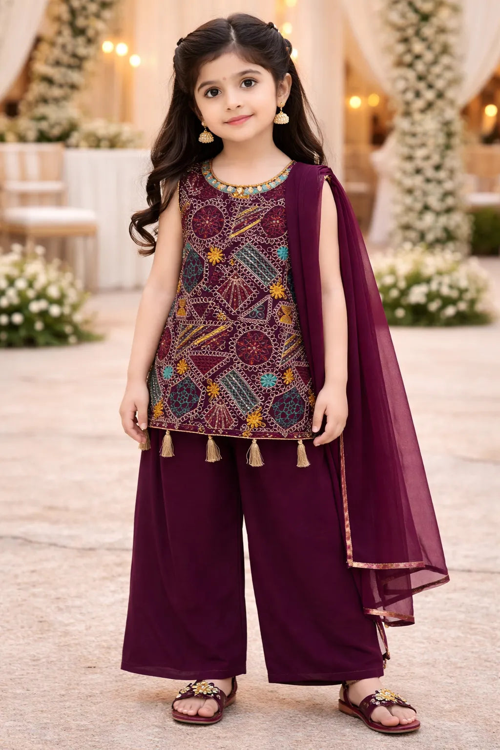 Elegant Georgette Ethnic Kurti Set with Palazzo & Dupatta cslp1106