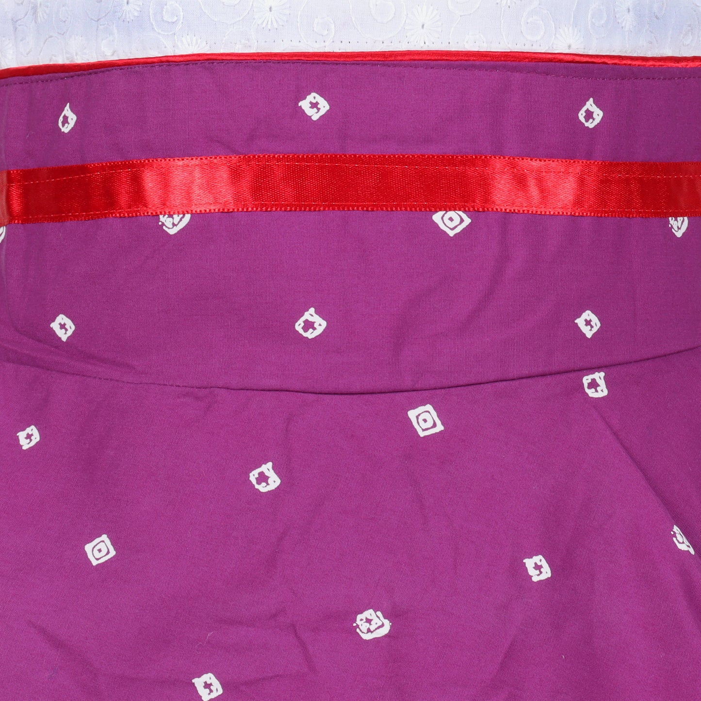Girls Cotton Printed Summer Dress with Floral Applique