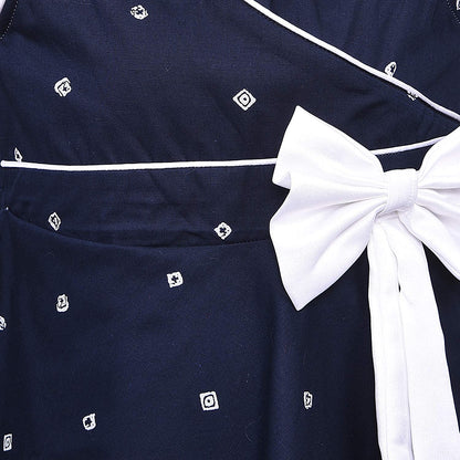 Girls Cotton Polka Printed Bow Summer Dress