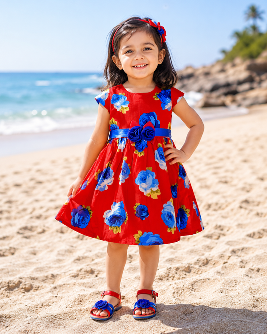 Girls Midi/Knee Length Casual Dress ctn156rd