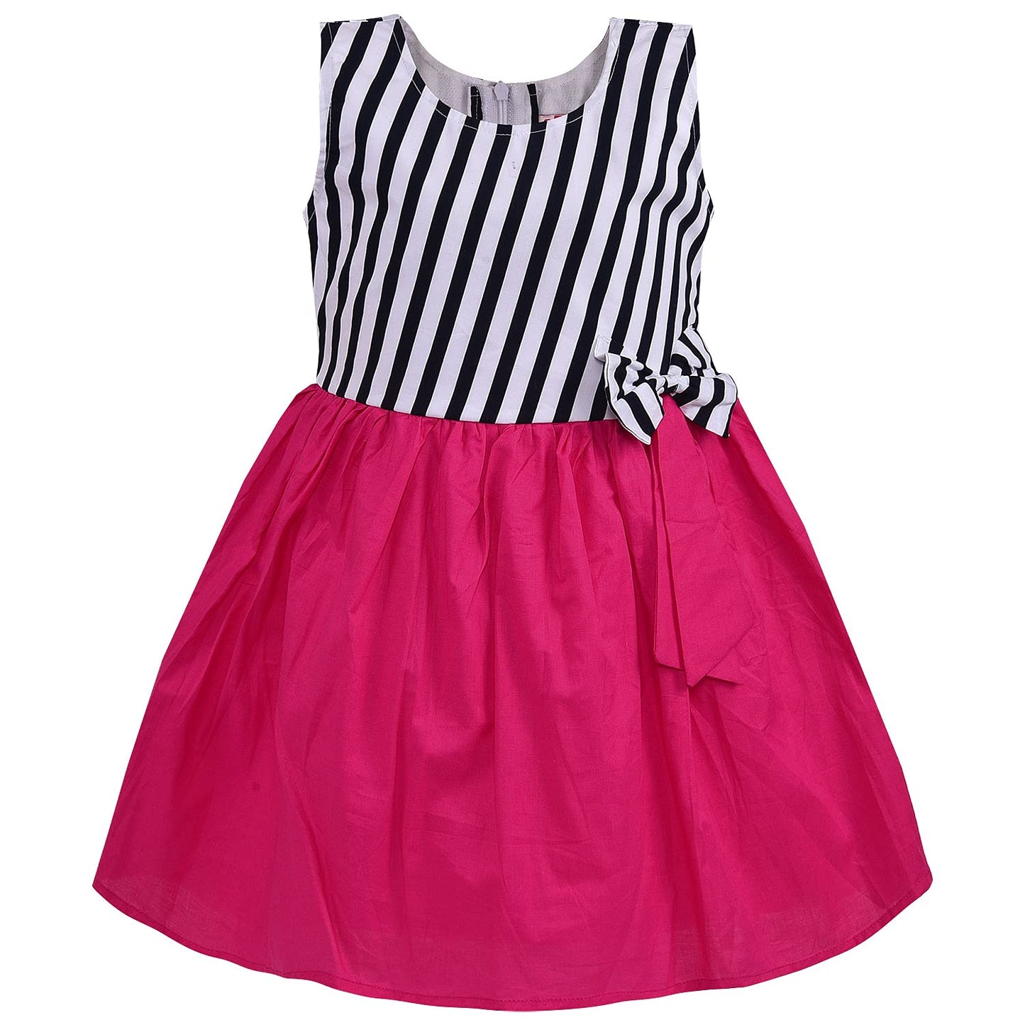Girls Cotton Sleeveless Party Dress with Bow Detail