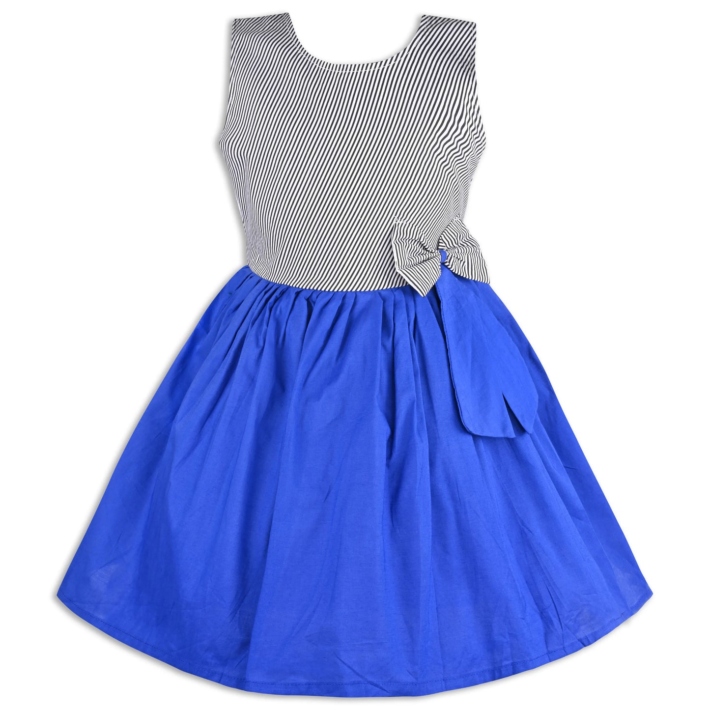 Girls Cotton Sleeveless Party Dress with Bow Detail
