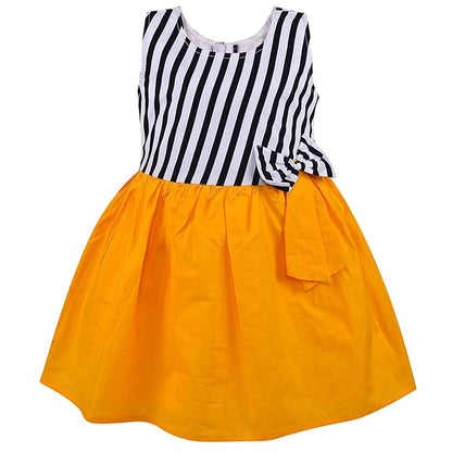 Girls Cotton Sleeveless Party Dress with Bow Detail