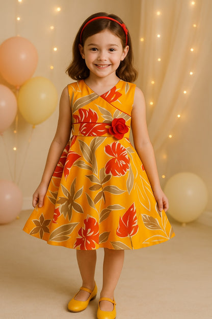 B2B Baby Girl Cotton Summer Dress Wholesale | Sleeveless Floral Casual Wear Bulk