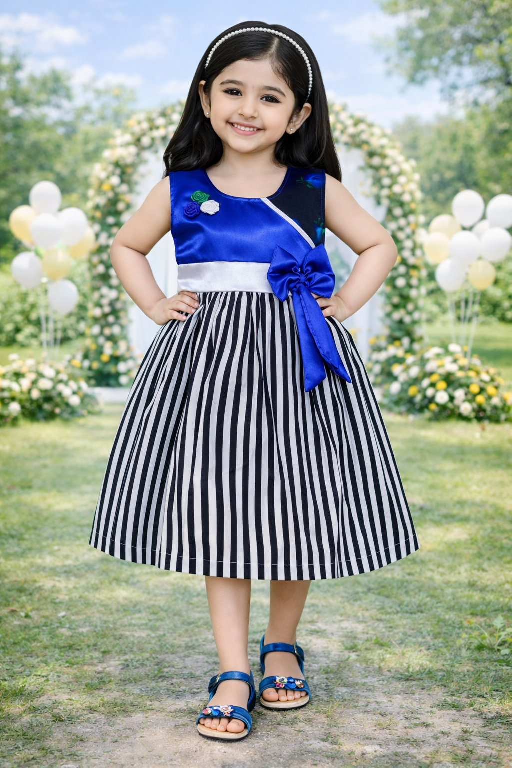 Baby Girls Midi/Knee Length Casual Dress ctn324blu