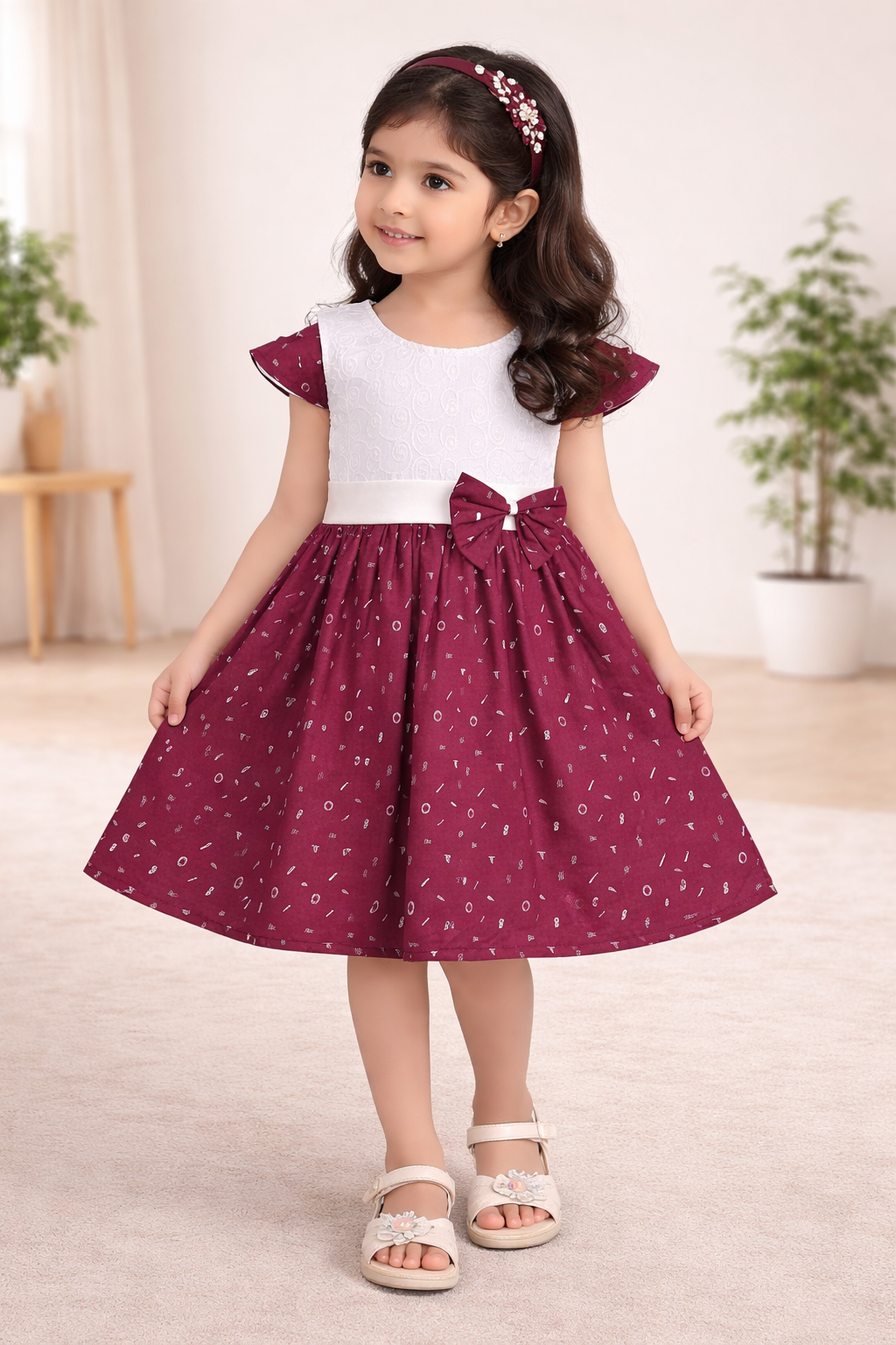 Girls Embroidered Bow Cotton Summer Dress - Wish Karo - photo 1