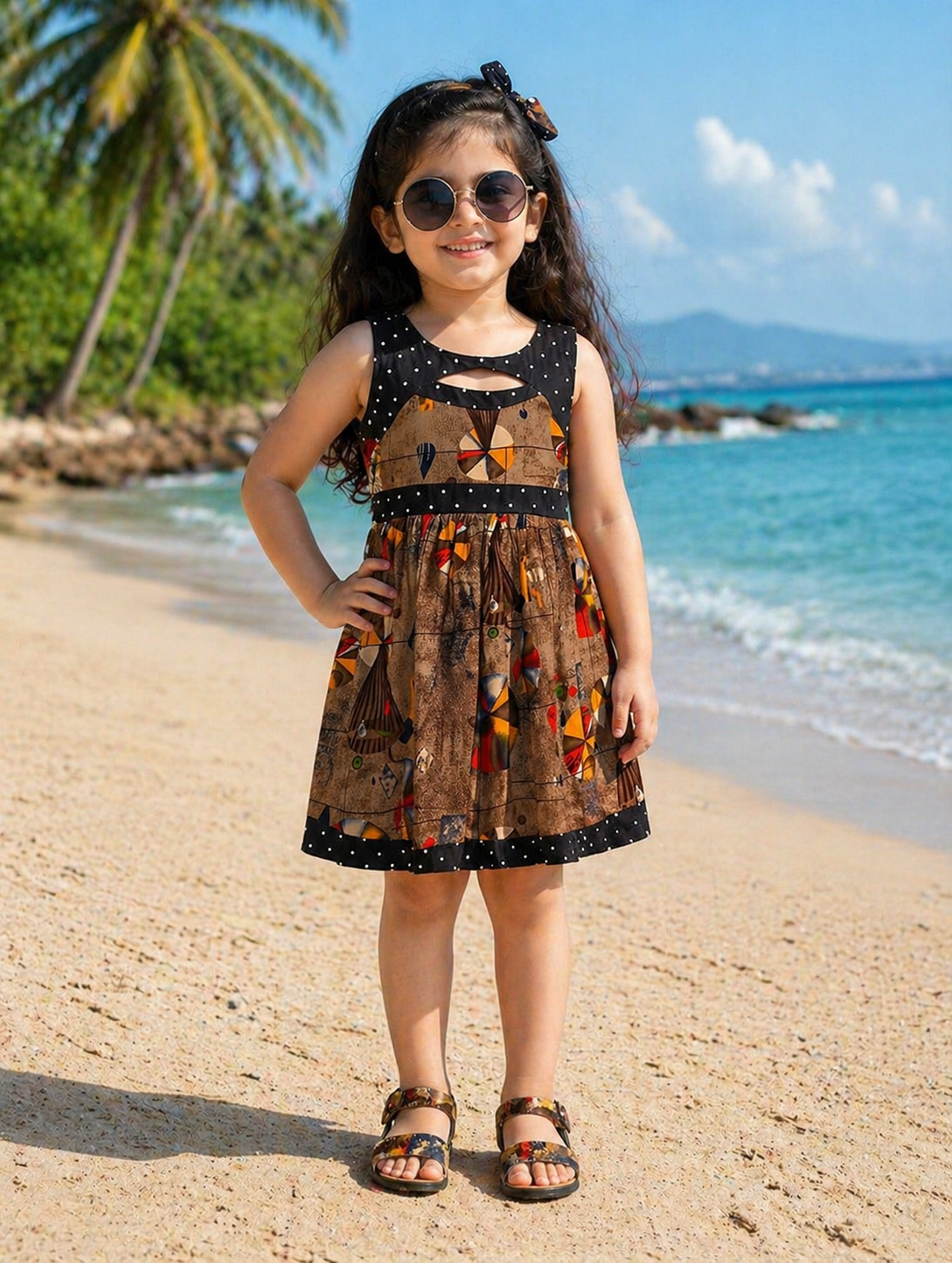 Girls Pure Cotton Printed Summer Casual Dress - Wish Karo