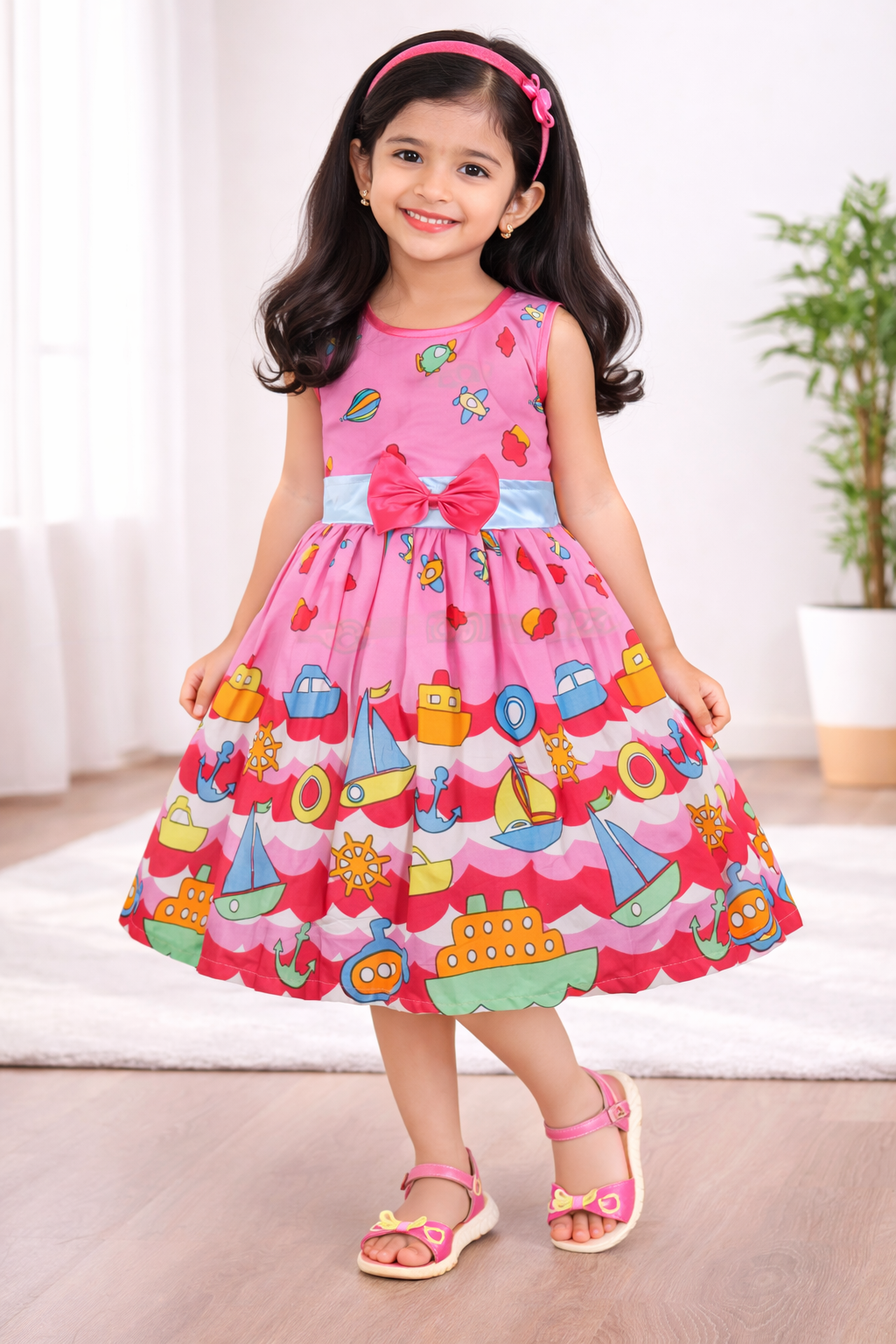 Girls Midi/Knee Length Casual Dress ctn365ylw