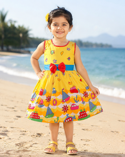 Girls Midi/Knee Length Casual Dress ctn365ylw