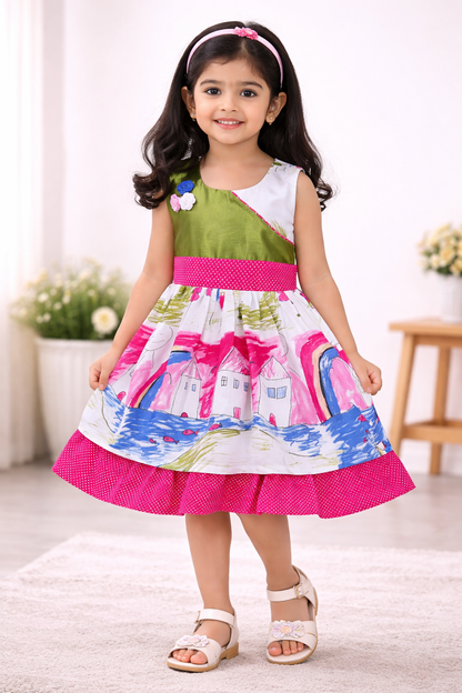 Baby Girls Midi/Knee Length Casual Dress ctn386grn