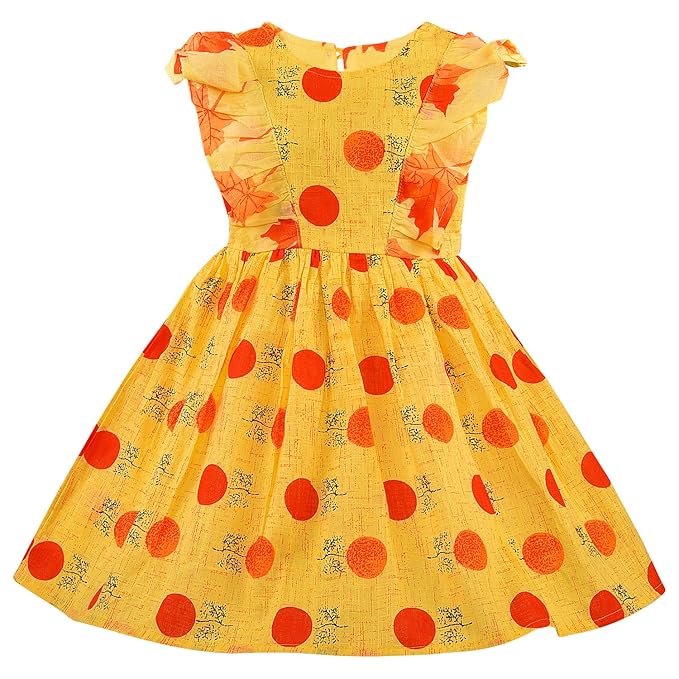 Girls White & Red Strawberry Cotton Dress with Flared Skirt