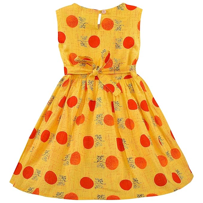 Girls White & Red Strawberry Cotton Dress with Flared Skirt