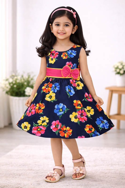 Girls Midi/Knee Length Casual Dress  ctn439blu
