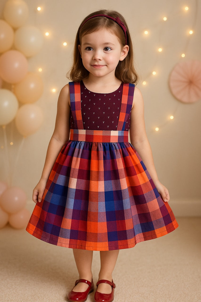 Girls Checkered Cotton Summer Casual Dress